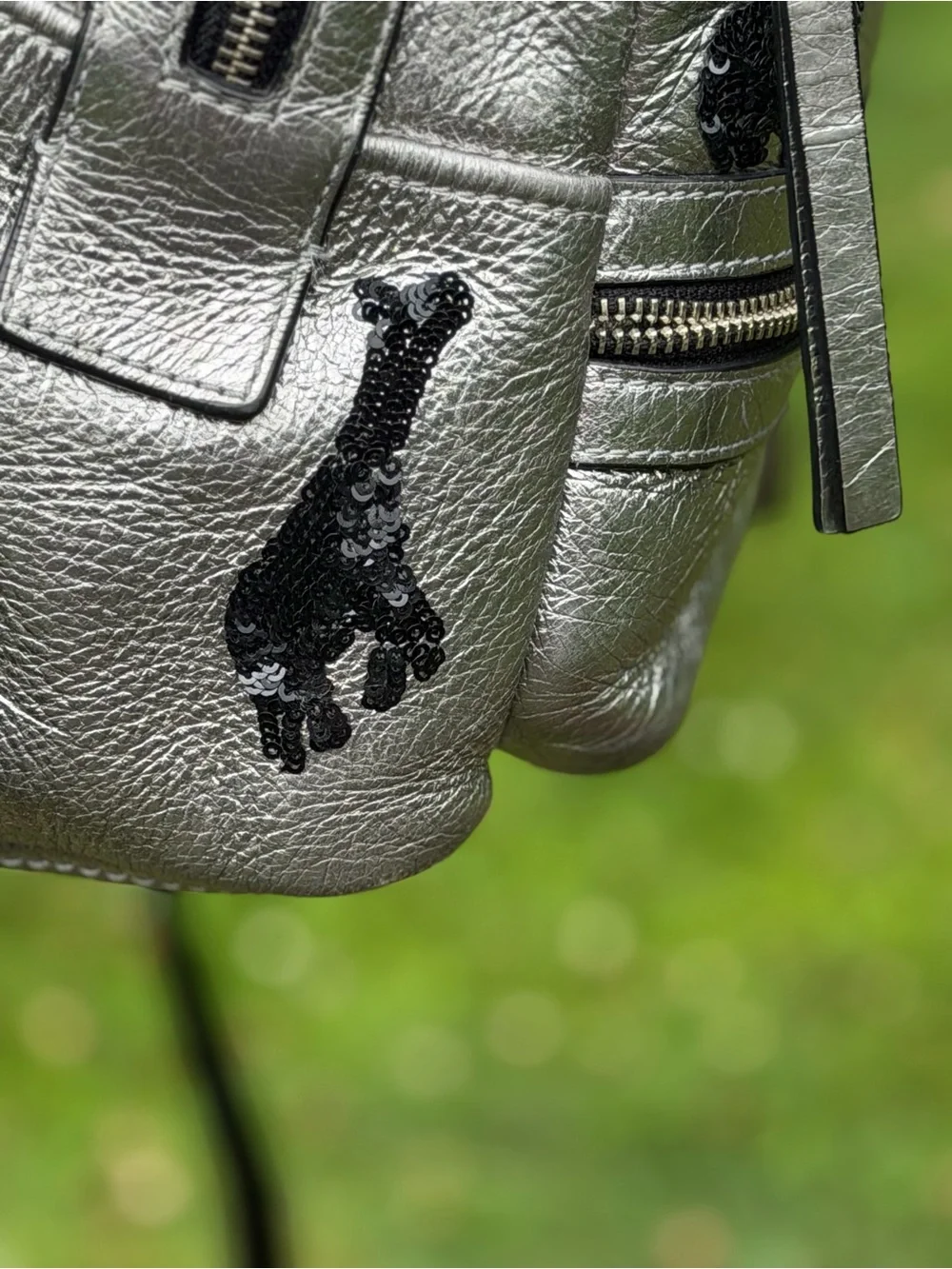 Marc Jacobs Gotham Flocked Animals Silver Leather Backpack Rare